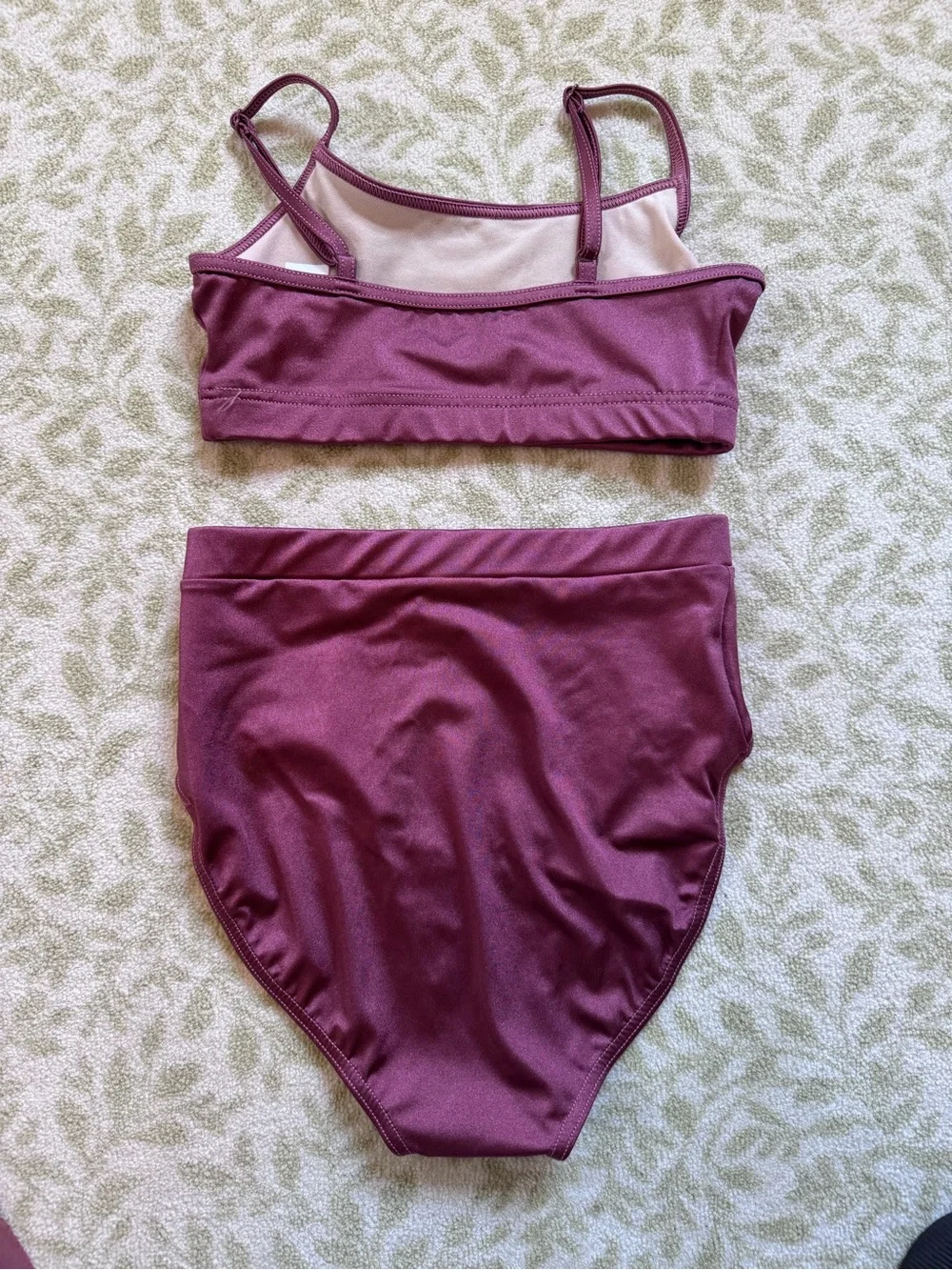 Weissman Rosewood Burgundy 4-Piece Lyrical Dance Costume Mesh Mock Neck Size LC